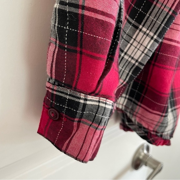 Southern Lady Plaid Button Down Shirt Red White & Black Size L - Picture 4 of 12